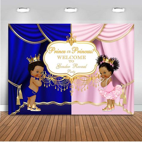 Prince Or Princess Gender Reveal, Princess Gender Reveal, Gender Reveal Backdrop, Gender Reveal Photography, Princess Photography, Gender Reveal Banner, Gender Reveal Photos, Girl Gender Reveal, Baby Gender Reveal Party