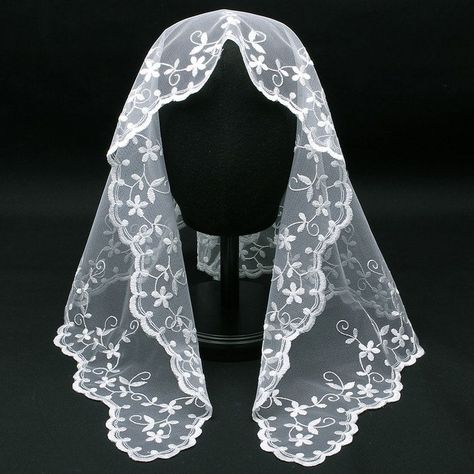 Wedding Veil Mantilla, Catholic Aesthetic Outfits, Catholic Veiling, Christian Veil, Unique Hijab, Catholic Clothing, Christian Veils, Religious Veils, Catholic Veil