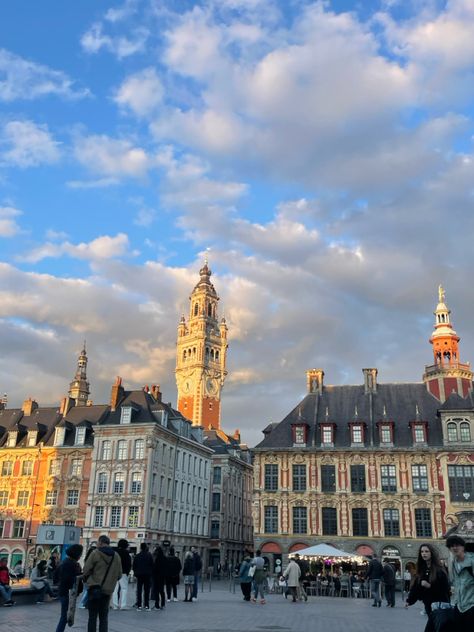 Lille, ville, grand place, nord, france, beffroi, aesthetic, sunset, fall Grand Place, Lille France, Aesthetic Sunset, France Paris, Aesthetic Summer, Paris France, Paris, France, Collage