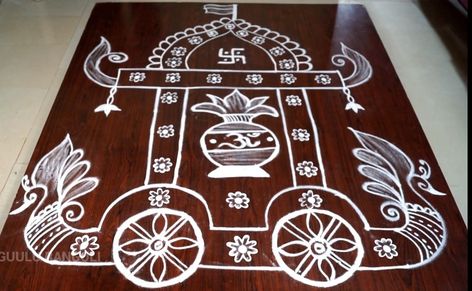 Ratham Muggu Rangoli Designs, Ratham Muggu, Free Hand Designs, Easy Rangoli Designs Videos, Very Easy Rangoli Designs, Rangoli Designs Photos, Easy Rangoli Designs Diwali, Rangoli Side Designs, Simple Flower Design