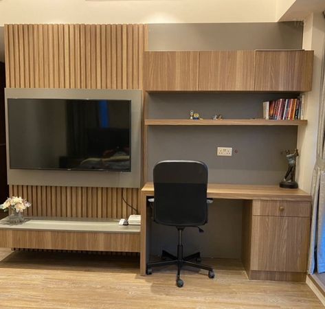 Tv And Computer Wall Unit, Tv Wall With Computer Desk, Tv Above Computer Desk, Desk Media Wall, Study Table With Storage Cabinets, Tv With Desk Bedroom, Media Unit With Desk, Tv Wall Unit With Desk, Tv Unit With Computer Table