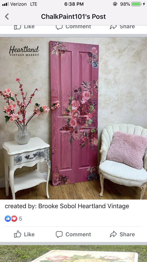 Furniture Small Spaces, Decoupage Furniture, Pink Door, Universal Love, Furniture Living Room, Diy Furniture Renovation, Painting Furniture Diy, Furniture Renovation, Funky Painted Furniture