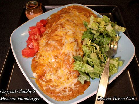 Mexican Hamburger, Denver Green Chili, Green Chile Recipes, Green Chili Recipes, Green Chili Sauce, Hamburger Patties, Hamburger Recipes, Green Chili, Refried Beans