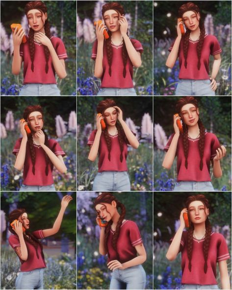 Hey everyone! These are some poses with Inabadromance's phone accessory! This pack contains 15 standing poses, 2 counter poses, and 1 bonus couple pose! Sims 4 Phone Call Poses, Sims 4 Cc Phone Accessory, Sims 4 Sitting And Talking Poses, Sims 4 Phone Poses, Sims4 Poses, Sims 4 Stories, Sims 4 Tattoos, Sims 4 Kitchen, People Poses