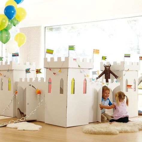 . Diy Kids Tent, Carton Diy, Cardboard Castle, Colorful Kids Room, The Land Of Nod, Kids Tents, Land Of Nod, Kraf Diy, Modern Furniture Stores