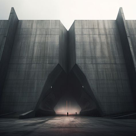 sublime and ethereal monolithic architecture, dystopia building, concrete texture, realistic cinematic photography. Brutalism Architecture Interior, Dystopian House, Brutalist City, Monolithic Architecture, Brutalist Aesthetic, Concrete Aesthetic, Cube World, Sci Fi Architecture, Futuristic Building