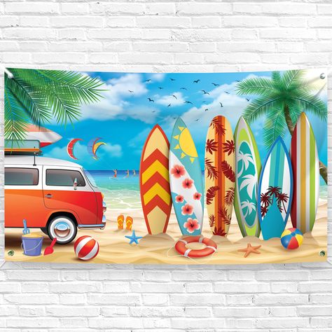 PRICES MAY VARY. Cloth XTRALARGE 72X44 INCH | SURF BANNER : Summer is all about is all about Tan lines, Vitamin Sea, embrace the warmth of summer with our beach backdrop for party in our beach party decorations for adults. Recreate your favorite season with this Beach surfboard backdrop Banner for summer party decorations. You can use this summer backdrop for beach theme birthday party decorations, photography, photoshoot, surf party decorations, surfboard party decorations and beach decorations Surfboard Backdrop, Surf Party Decorations, Luau Backdrop, Beach Banner, Beach Theme Birthday Party, Beach Theme Party Decorations, Strand Decor, Beach Theme Birthday, Beach Surfboard