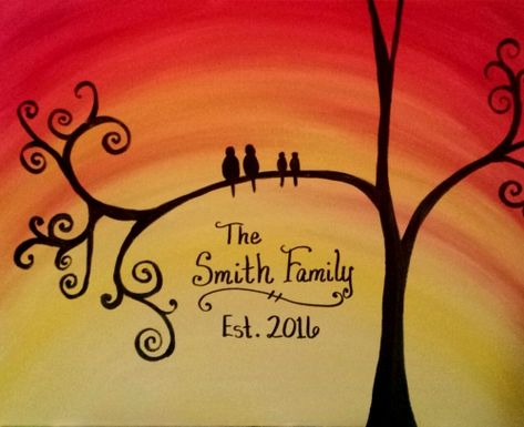 Family Tree Family Tree Painting Ideas, Family Painting Ideas Canvases, Family Tree Painting On Canvas, Family Painting Ideas Diy Canvas, Family Canvas Painting, Family Tree Artwork, Family Tree Drawing, Personalized Paintings, Tree Painting On Canvas