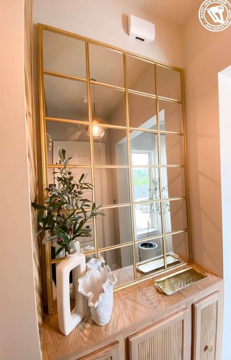 DIY Gold Industrial Mirror | Tutorials | Never Skip Brunch Diy Mirror Wall, Accent Mirror Wall, Wall Mirror Diy, Home Decor Aesthetic, Mirror Design Wall, Home Aesthetic, Aesthetic Home, Diy Mirror, Decor Aesthetic