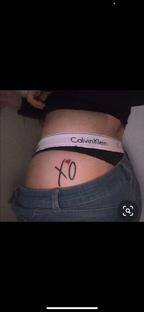 Xo Tattoo Hip, 2023 Tattoo Ideas Women, Dirty Tattoos For Women, Finger Tattoos Matching, Cool Stick And Poke Tattoos, Witchy Finger Tattoos, Tattoos Witchy, Buttcheek Tattoo, Best Friends Black