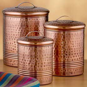 Log Cabin Fireplace, Farmhouse Canisters, Copper Canisters, Kitchen Countertop Organization, Airtight Storage, Countertop Organizer, Baking Essentials, Kitchen Concepts, Metal Containers