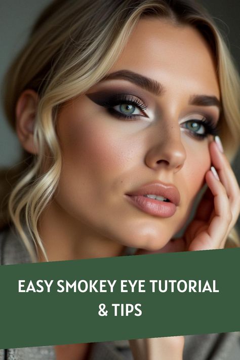 Easy Smokey Eye Tutorial & Tips How To Do Dramatic Eye Makeup, Dramatic Makeup Looks Glamour, Smokey Eye Makeup Blue Eyes, Easy Smoky Eyeshadow Tutorial, Messy Smokey Eye, Dramatic Smokey Eye Makeup, Easy Smokey Eye Tutorial, Best Eye Primer, Nude Smokey Eye