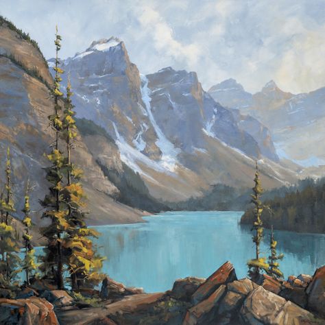 I've been immersed in painting Alberta's landscapes these past few years, but there are still many iconic Canadian scenes I've yet to capture on canvas. Here's one of the most renowned: Lake Moraine, in all its breathtaking splendour. 🇨🇦🏞️ 40x40 inches, oil on canvas. Recital Poster, Lake Moraine, Cayuga Lake, Poster Inspiration, Lake Painting, Oil Painting Techniques, Moraine Lake, City Painting, Forest Painting