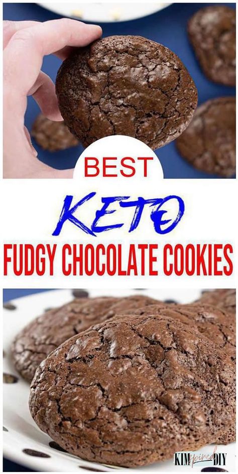 Your NEW favorite 7 ingredient chocolate fudge brownie cookies are right here! Easy homemade low carb fudgy brownie cookies that are sugar free. Gluten free cookies w/ almond flour to please any crowd. Make for Halloween, Thanksgiving or Christmas. Perfect Fall cookies for quick desserts, snacks or treats. Make these low carb 7 ingredient fudge brownie cookies today. For more low carb keto recipes see KimspiredDIY 1000 Calorie, Chocolate Brownie Cookies, Keto Cookie Recipes, Chocolate Fudge Brownies, Postre Keto, Breakfast Low Carb, Low Carb Cookies, Keto Brownies, Keto Dessert Easy