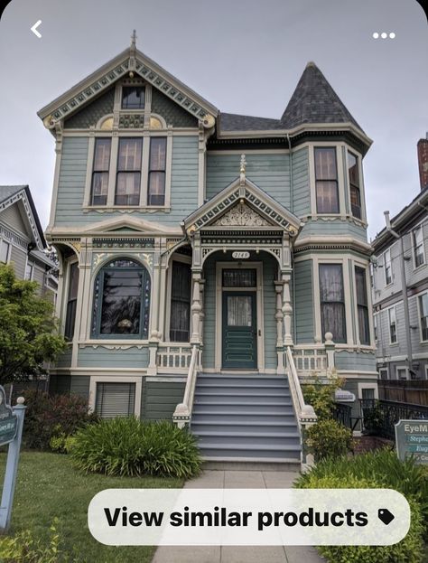 Victorian Homes Floor Plans, Blue Victorian House, Small Victorian House, Alameda California, Victorian Homes Exterior, Victorian Exterior, Victorian Style House, Old Victorian Homes, Victorian House Plans