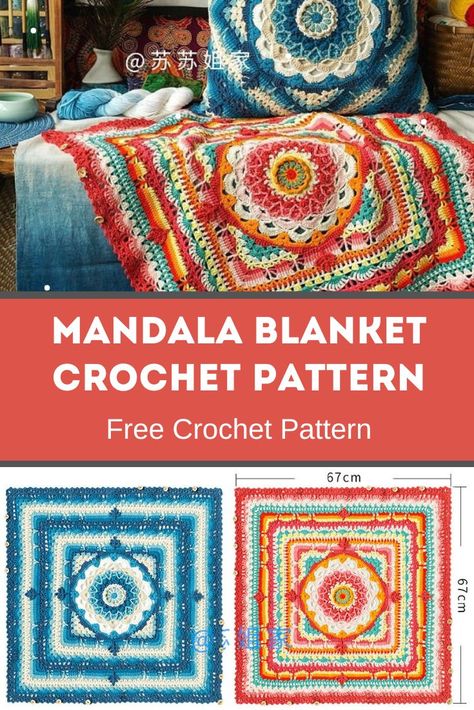 Mandala Baby Yarn Crochet Patterns, Mandela Crochet Blanket Free Pattern, Crochet Blanket Video Tutorials, Boho Crochet Blanket Patterns Free, Mandala Blanket Crochet Pattern Free, Crochet Along Patterns Free, Mandala Ombre Yarn Crochet Patterns, Crochet Mandala Pattern Diagram, Mandala Crochet Blanket Free Pattern