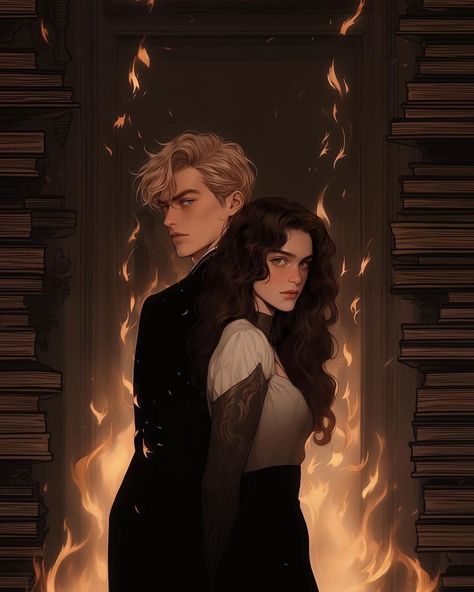 A Game Of High Stakes Dramione, Witch Couple, Vintage Princess Aesthetic, Dramione Fan Art, Draco And Hermione, Vintage Princess, The Dark World, Witch Art, Character Poses