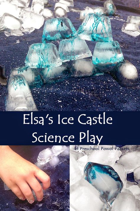 Elsa's Ice Castle Science Play | Preschool Powol Packets Frozen Activities, Fairy Tales Preschool, Pre-k Science, Preschool Sensory, Ice Castle, Ice Castles, Cool Science Experiments, Science Project, Preschool Science