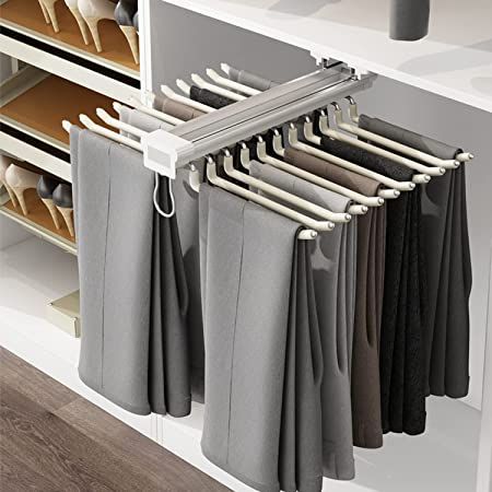 Bar Clothes, Pants Organization, Organiser Son Dressing, Master Closet Design, Closet Redo, Pants Hanger, Organizar Closet, Trouser Hangers, Pants Rack