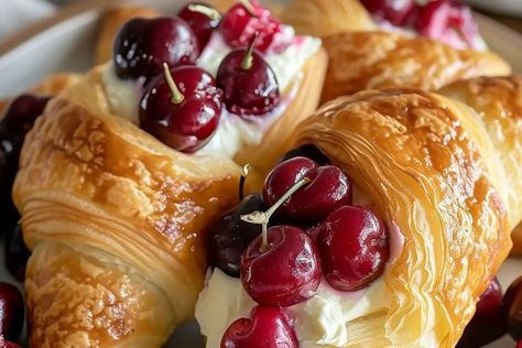 Air Fryer Cherry Cream Cheese Croissants Blueberry Oatmeal Breakfast Cookies, Cherry Cream Cheese, Oatmeal Breakfast Cookies, Cheese Croissant, Croissant Dough, Breakfast Cookies Healthy, Croissant Recipe, Blueberry Oatmeal, Air Fry Recipes