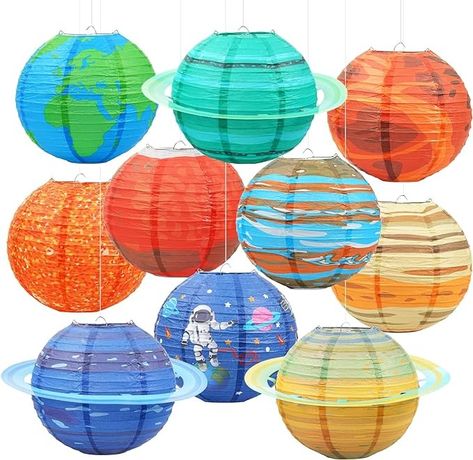 Planet Paper Lanterns, 10 PCS Outer Space Party Decorations, Solar System Planets Lantern for Kids Space Theme Party Birthday Room Decorations （10 Inch） - Amazon.com Outer Space Party Decorations, Space Theme Classroom, Planet Party, Space Party Decorations, Space Themed Room, Birthday Room Decorations, Paper Lantern Lights, Hanging Paper Lanterns, Space Theme Party