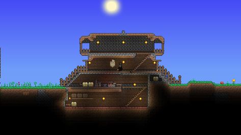 Decorative city house with chest room, work area and trophy area upstairs. Room Work, Terraria, City House, Willis Tower, Working Area, Tower, Building, Travel