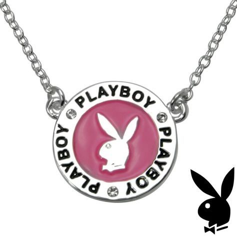 Playboy Necklace Silver Pendant Bunny Logo Charm Pink Enamel Swarovski Crystal #playboy #necklace #bunny #playmate #cybergirl #jewelry #fashion #sale Playboy Necklace, Bunny Logo, Playboy Bunny, Pink Enamel, Fancy Jewelry, Pink Logo, Silver Pendants, Circle Pendant, Up Girl