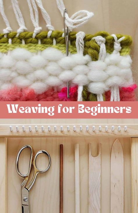 Simple Loom Weaving, Homemade Weaving Loom, Weaving Loom Patterns For Beginners, Weaving Loom Projects For Beginners, Beginning Weaving Projects, Weaving Techniques Beginner, Weaving Crafts For Adults, High School Weaving Projects, Learn To Weave