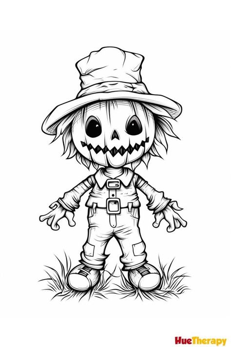 Scarecrow Drawing, Free Printable Halloween Coloring Pages, Halloween Coloring Pages For Kids, Free Halloween Coloring Pages, Halloween Coloring Sheets, Free Printable Halloween, Witch Coloring Pages, Farm Animal Coloring Pages, Halloween Printables Free