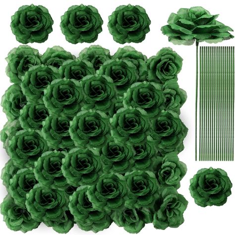 PRICES MAY VARY. Rich in Quantity: you will receive 200 pieces of emerald green roses heads and 200 pieces of stems; Sufficient quantity can meet your daily and holiday decoration needs, and you can also share it with your family and friend Appropriate Dimensions: the diameter of each artificial green rose head is about 3 inches, and the length of each stem is about 6 inches; The appropriate size is suitable for both daily decoration and holiday gifts Lively and Elegant Design: our emerald green Green Quinceanera Theme, Diy Baby Shower Centerpieces, Diy Floral Decor, Gold Wedding Decorations, Rose Wedding Bouquet, Diy Shower, Roses Bouquet, Diy Wedding Bouquet, Artificial Rose