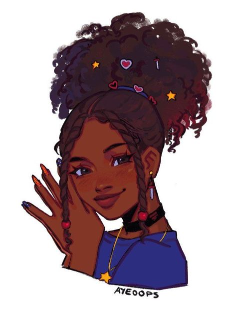 asha How To Draw Afros, How To Draw Black Hairstyles, Afro Girl Drawing, Black Hair Styles Drawing, How To Draw Black Hair, Black Hair Drawing, Oc Hairstyles, Braids Drawing, Curly Hair Cartoon