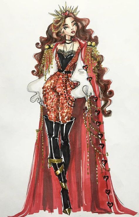 Costume Design Sketch, Disney Dress Up, Lizzie Hearts, Alice In Wonderland Costume, High Fashion Dresses, Fashion Sketches Dresses, Sketches Dresses, Anime Inspired Outfits, Female Character Inspiration