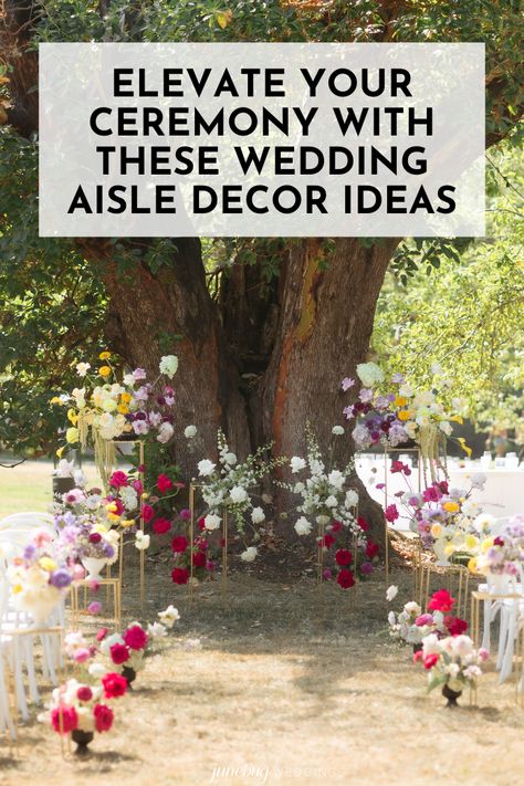 From whimsical floral arrangements to unique seating designs, here are our favorite wedding aisle decor ideas that’ll elevate your ceremony decor. Whimsical Wedding Aisle Decor, Whimsical Decor Wedding, Garden Wedding Ceremony Aisle, Whimsical Garden Wedding Ceremony, Whimsical Garden Wedding Aisle, Floral Down The Aisle, Decor With Lanterns, Garden Weddings Ceremony, Ceremony Design