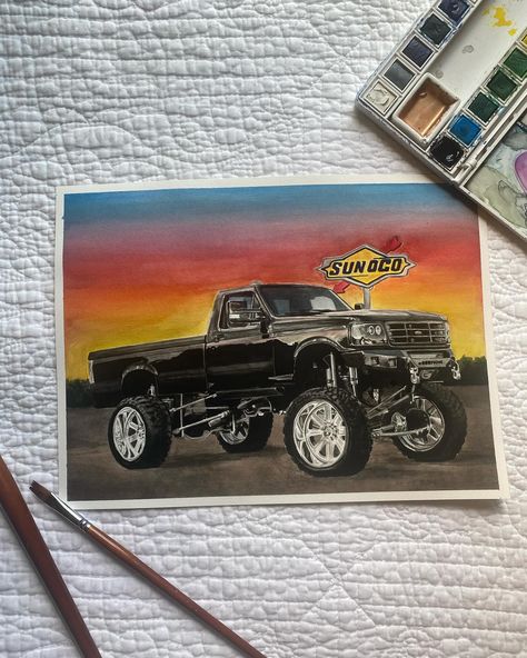 Had a lot of fun learning how to paint a truck! I had a few tough spots with this painting but felt really proud once it came together. Bring my art back to my country roots🤣🤣🤣 Christ is King, so thankful He continues to give me opportunities to make art and enjoy life. All glory to Him. #truck #art #ncartist #watercolor #countryart Truck Painting, Christ Is King, Western Paintings, Truck Paint, Truck Art, So Thankful, A Truck, Country Art, Learn To Paint