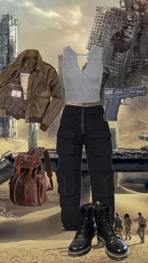 Joel Miller Inspired Outfits, The Maze Runner Outfit Ideas, Twd Shifting Script, Dystopian Outfit Women, Hunger Games Outfit Aesthetic, Scorch Trials Outfits, Dystopian Outfits Women, The Last Of Us Inspired Outfits, Twd Outfits Zombie Apocalypse