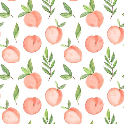 Watercolor Patterns To Paint, Easy Patterns To Paint, Peaches Drawing, Peaches Background, Peaches Watercolor, Peach Artwork, Painted Peaches, Peach Drawing, Peach Painting