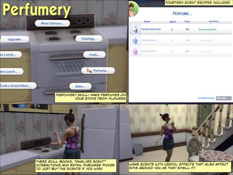 Perfumery (Public Release) | Simsonian Library on Patreon Mods For Sims 4, Sims 4 Skills, Different Scents, Perfume Display, Sims 4 Toddler, Sims 4 Collections, Perfume Set, Sims Hair, Perfume Making