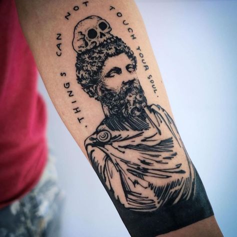 Stoic Tattoo, Historical Tattoos, Navy Tattoos, Roman Tattoo, Greek Mythology Tattoos, Fire Tattoo, Mythology Tattoos, World Tattoo, Cool Small Tattoos