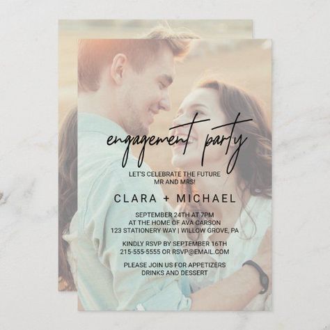 Engagement Party Elegant, Engagement Party Invitation Cards, Whimsical Calligraphy, Engagement Dinner Party, Invitation Engagement, Elegant Engagement Party, Photo Engagement, Engagement Dinner, Engagement Party Decorations