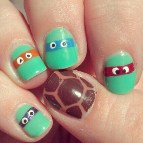 Ninja Turtle nails! Ninja Turtle Nails, Turtle Nail Art, Turtle Nails, Mail Inspo, Halloween Dance, Dance Ideas, Painted Nails, Nails For Kids, Ninja Turtle