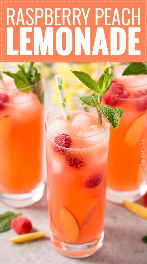 Raspberry Peach Lemonade, Perfect Summer Drink, Peach Lemonade, Drink Recipes Nonalcoholic, Lemonade Drinks, Summer Drink Recipes, Refreshing Summer Drinks, Homemade Lemonade, Raspberry Lemonade