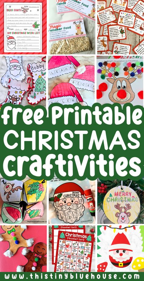 Are you looking for free Christmas crafts and activities for kids? Here are over 15 of the absolute best printable Christmas activities and crafts for kids of all ages.  All these fun Christmas printable crafts are fun to make and work on good stuff like fine motor skills.  Head on over to our website to download one or all of these printable crafts for Christmas! Christmas Crafts For Kindergarten Kids, Girl Scout Christmas Activities, Easy Simple Christmas Crafts For Kids, Xmas Crafts For Kids Easy, Activities For Kids For Christmas, Make Christmas Special For Kids, Fun Classroom Christmas Activities, No Prep Christmas Crafts For Kids, Christmas Craft Free Printable