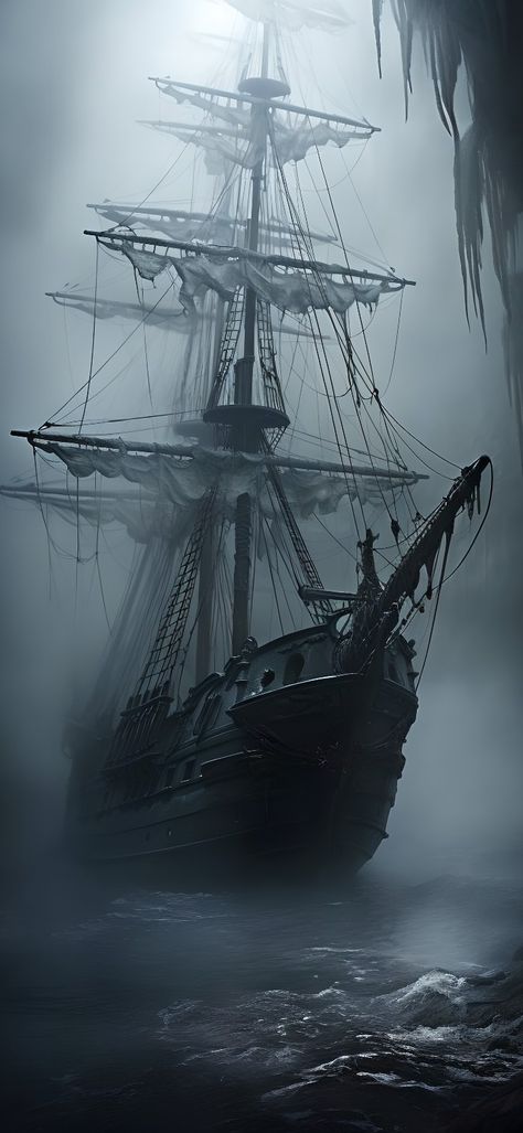 Shipwreck Aesthetic, Pirate Wallpaper, Dark Pirate, Ghost Ship Art, Ship Aesthetic, Old Pirate, Pirates Ship, Pirate Ship Art, Pirate History