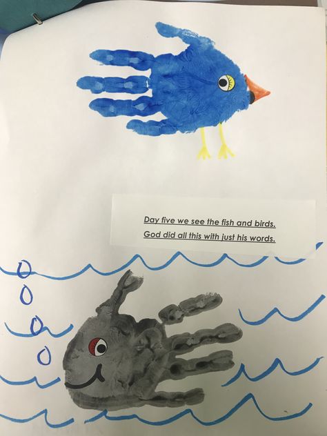 God Made The Birds And Fish Craft, Bird And Fish Creation Craft, Birds And Fish Creation Craft, God Created Fish And Birds Craft, God Created Animals Craft Preschool, Noah's Ark Craft Preschool Art Projects, God Created Animals Craft, God Made Animals Craft, Day 5 Creation Craft