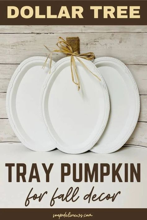 DIY Dollar Tree tray ideas. Craft beautiful DIY pumpkin decor for autumn with this DIY Dollar Tree fall decorating idea. Made using Dollar Tree trays, this easy pumpkin craft is a perfect for your farmhouse style home decor. Learn how you can decorate your home on a budget with these seasonal decorations. Diy Pumpkin Decor, Fall Festival Decorations, Dollar Tree Fall Decor Diy, Easy Diy Fall Decor, Diy Pumpkins Crafts, Dollar Tree Pumpkins, Fall Decor Dollar Tree, Dollar Tree Fall, Home On A Budget