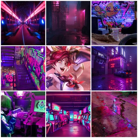 league of legends - mood board for jinx Jinx Moodboard, League Of Legends Aesthetic, Jinx Aesthetic, League Of Legends, Mood Board