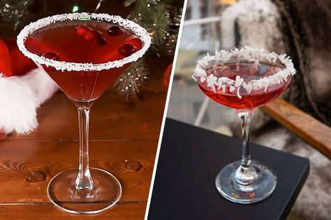 Santa Clausmopolitans Are the Boozy Sippers We Need—Here’s How to Make One Santa Clausmopolitan Recipe, Santa Clausmopolitan, Cocktail Christmas, Raspberry Cocktail, Mint Mocha, Spiced Wine, Berry Punch, Festive Cookies, Colorful Cocktails