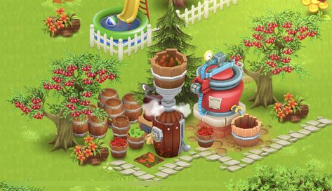 Hay Day Fall Design, Hayday House Design, Hayday Layout Ideas Machines, Hayday Farm Design Machines, Jam Maker, Hayday Farm Design, Farm Layout, Hay Day, Farm Design