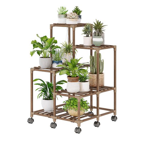 PRICES MAY VARY. Corner Flower Holder with Wheels: With its corner design, it's suitable for placement in corners, effectively saving space and providing greater flexibility and convenience for your indoor layout. Multi-Functional Application: Natural Living Space: Transform any space - living room, bedroom, office, or balcony - into a vibrant paradise. This versatile plant stand can not only be used as a decoration and storage rack but also as a display for your precious plants. Carbonized Natu Wood Plant Shelf, Large Plant Stand, Ladder Garden, Plant Shelves Outdoor, Tiered Plant Stand Indoor, Plant Stand With Wheels, Plant Rack, Garden Plant Stand, Corner Plant