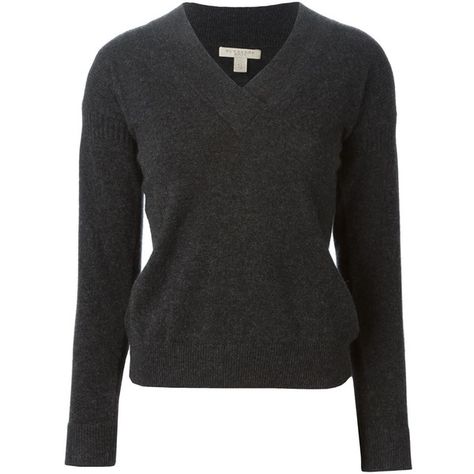 Burberry Brit V-Neck Sweater (555,060 KRW) ❤ liked on Polyvore featuring tops, sweaters, grey, gray top, vneck tops, cashmere vneck sweater, vneck sweater and gray sweater Grey Vneck Sweater, V Neck Sweater Outfit, Neck Sweater Outfit, Sweater Png, Burberry Brit, Gray Top, Gray Sweater, Chic Fashion, Grey Top